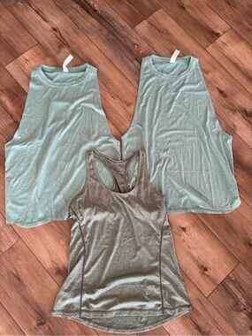 Set of 3 Athletic Tanks | Sage Green | NWOT | Medium